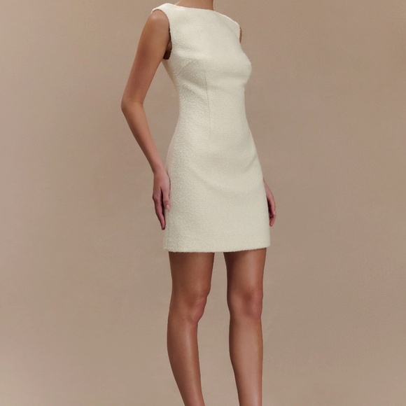 Meshki - Angela Textured Boucle Mini Dress - Ivory - Picture 2 of 4